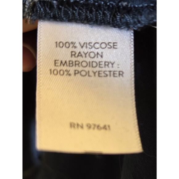 J. Jill Blouse Womens Sz M Teal Blue Boho Embroidered Peasant Long Sleeve Top - Picture 6 of 8